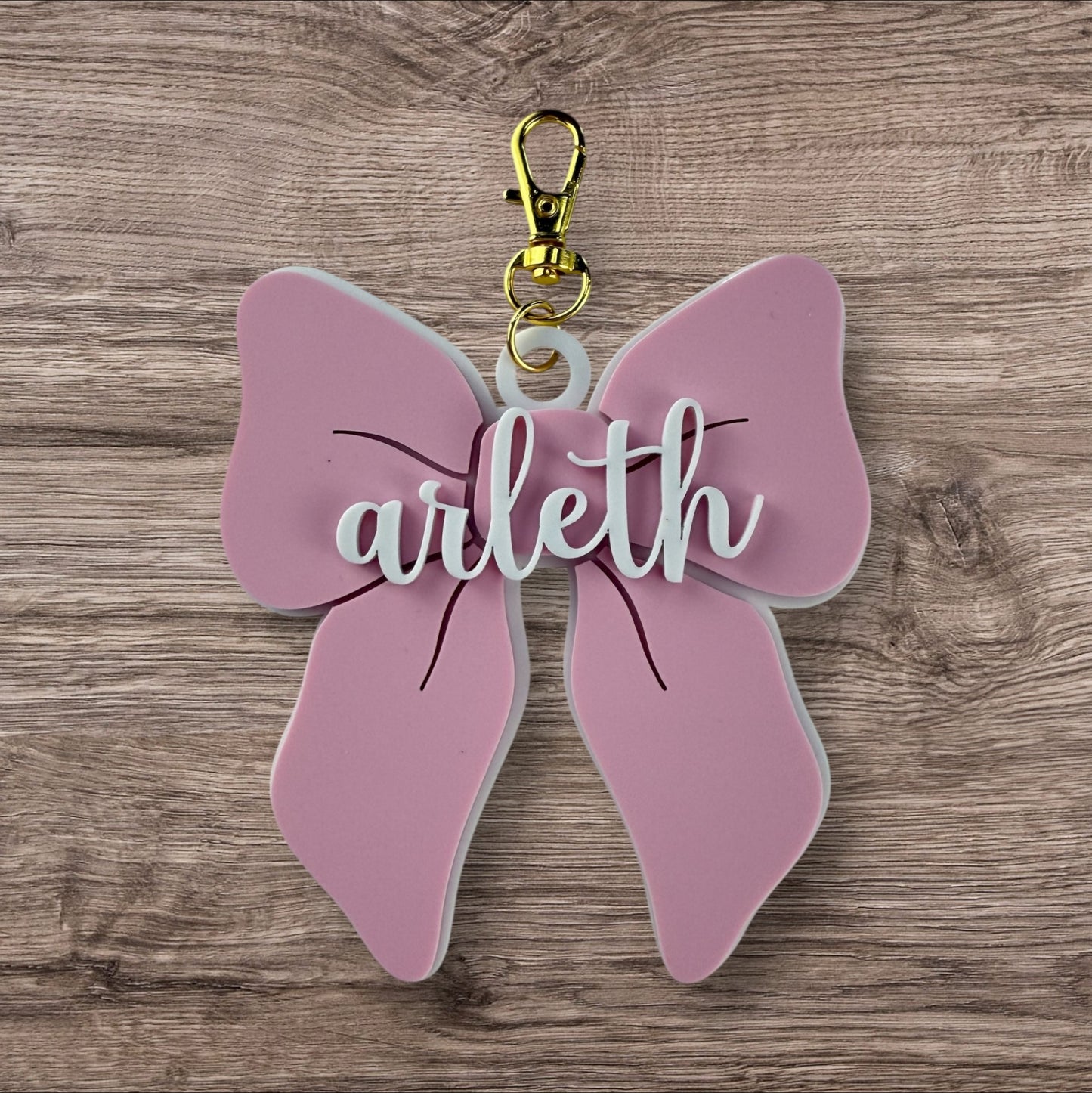 Personalized Bow Charm Keychain
