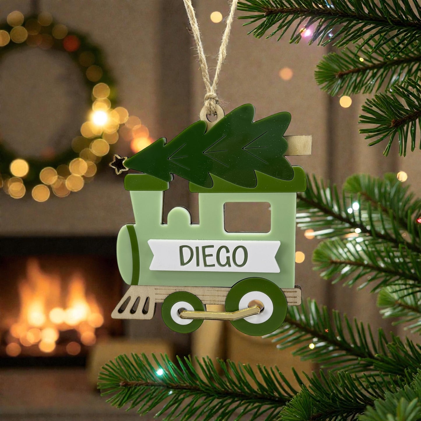 Personalized Christmas Tree Train Ornament
