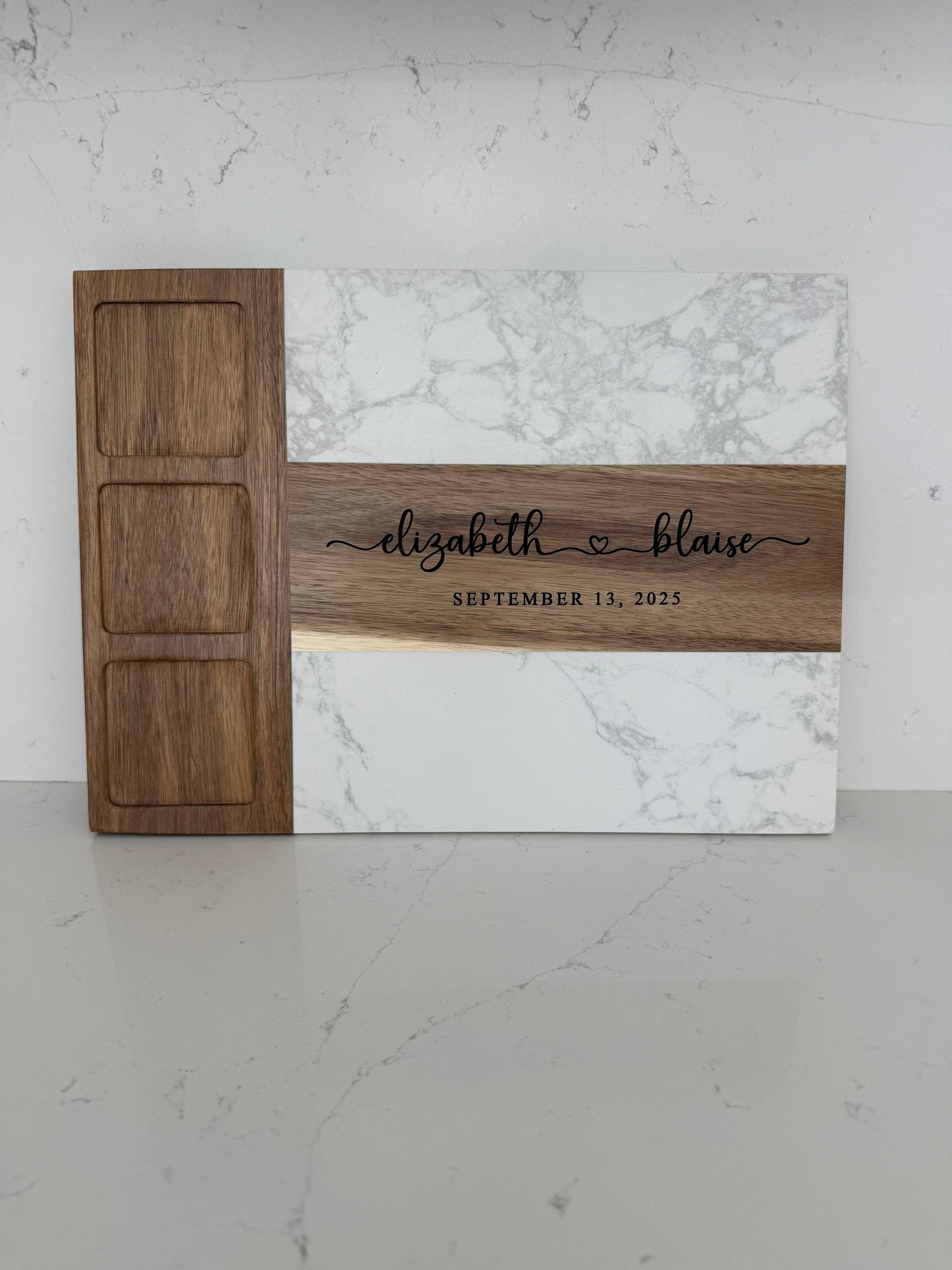 Personalized Marble & Acacia Charcuterie Serving Board Set – 11-Piece Entertaining Gift