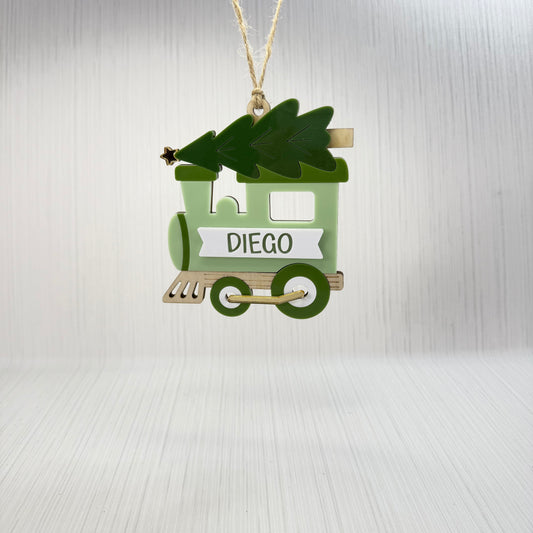 Personalized Christmas Tree Train Ornament