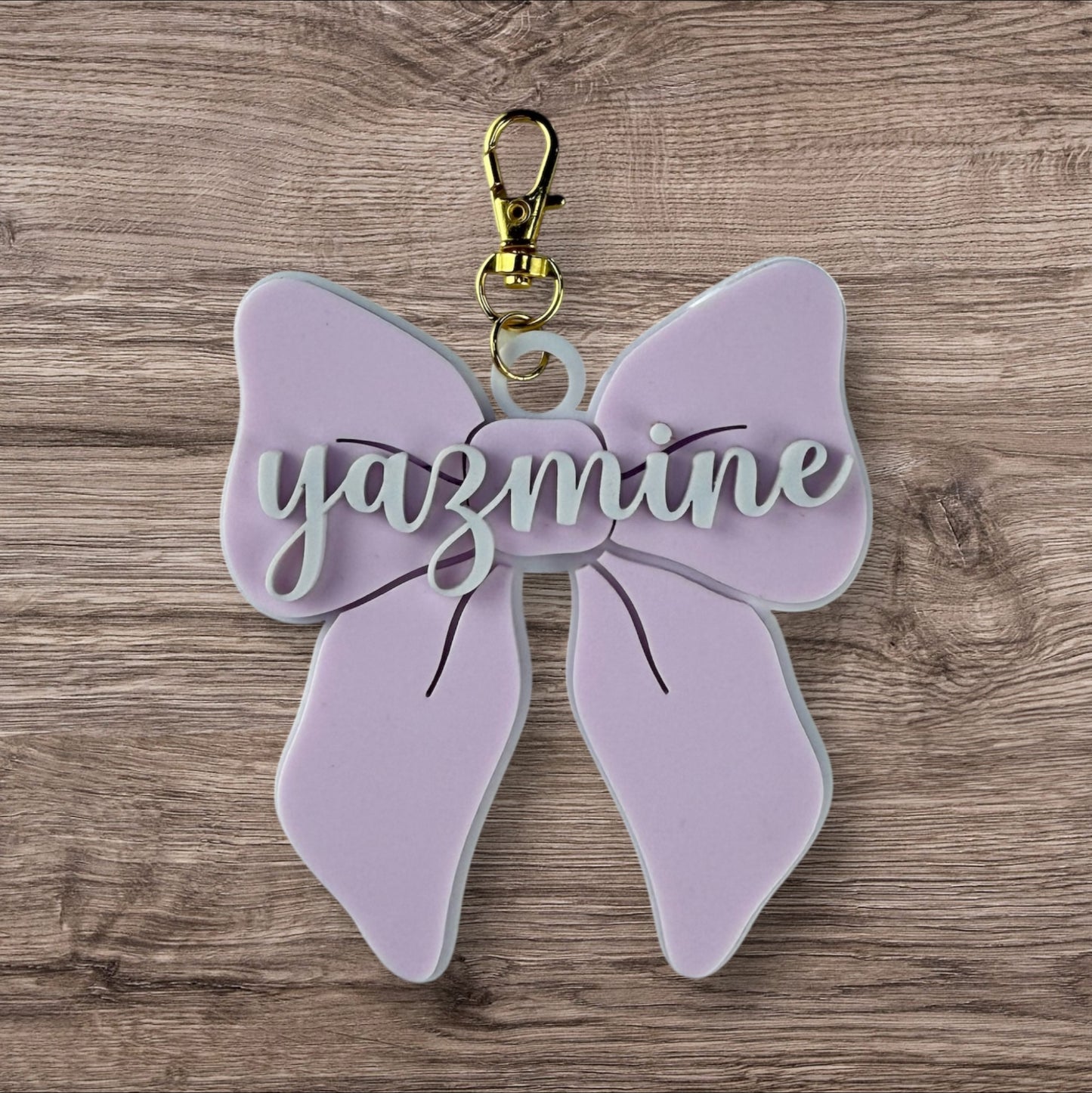 Personalized Bow Charm Keychain