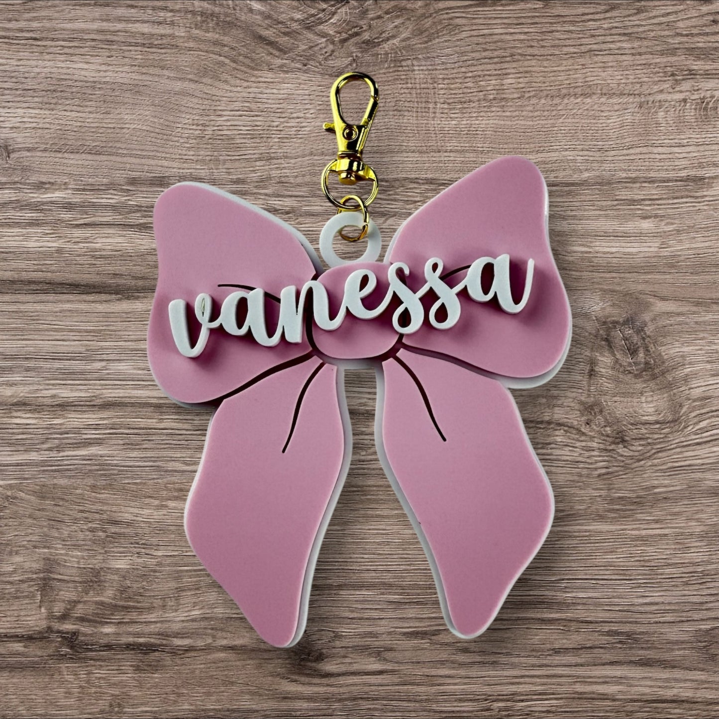 Personalized Bow Charm Keychain