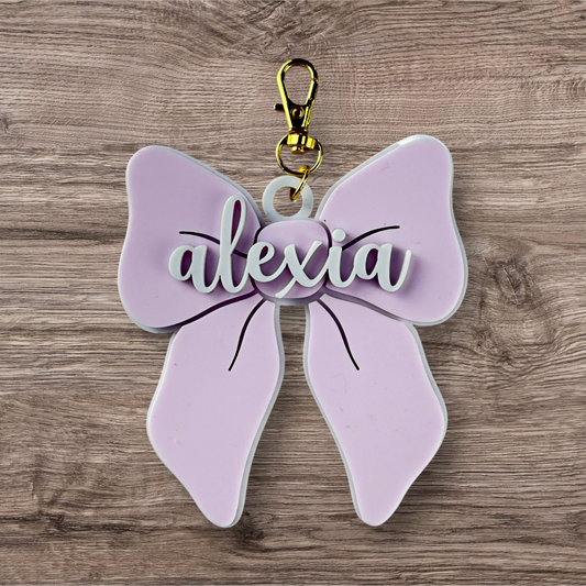 Personalized Bow Charm Keychain