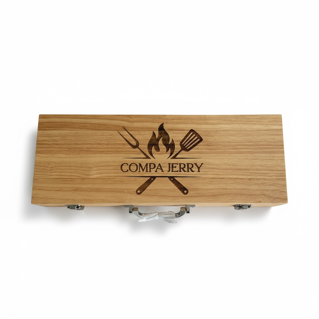Personalized Grilling Tool Set in Engraved Wood Case