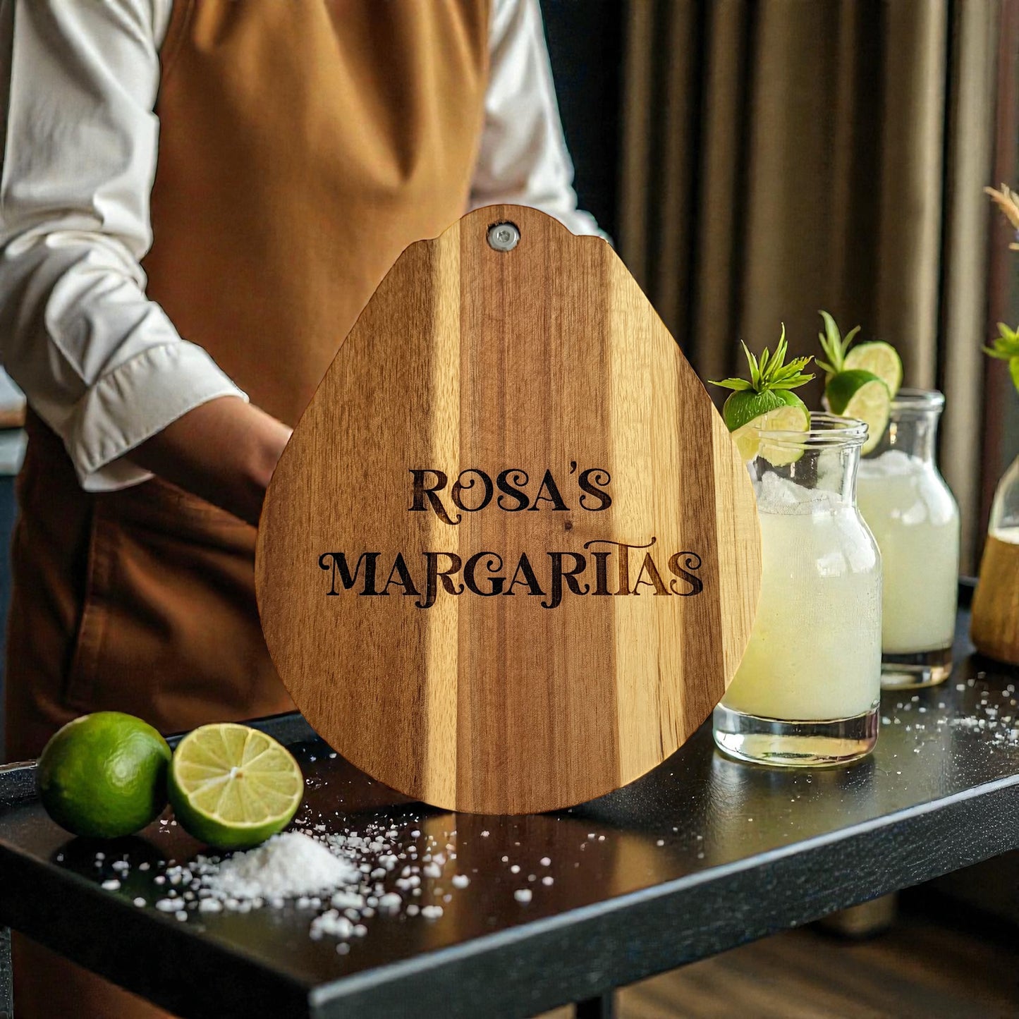 Personalized Acacia Wood Margarita Salt Rimmer Set
